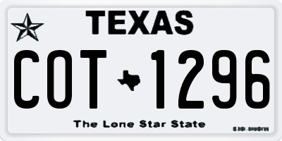 TX license plate COT1296