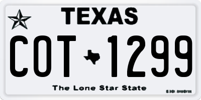 TX license plate COT1299