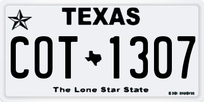 TX license plate COT1307