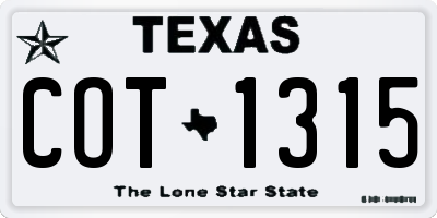 TX license plate COT1315