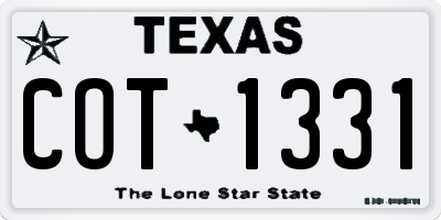 TX license plate COT1331