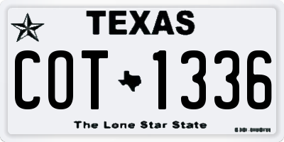 TX license plate COT1336