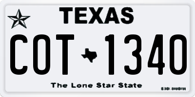 TX license plate COT1340