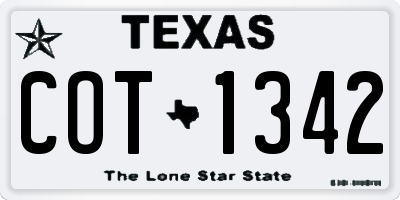 TX license plate COT1342
