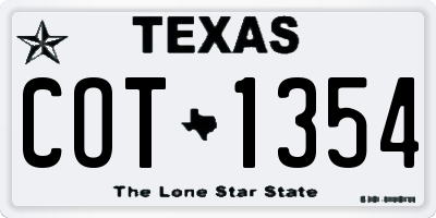 TX license plate COT1354