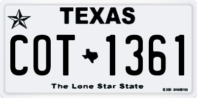 TX license plate COT1361