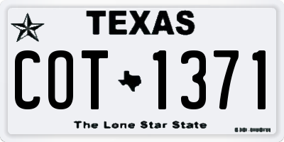TX license plate COT1371