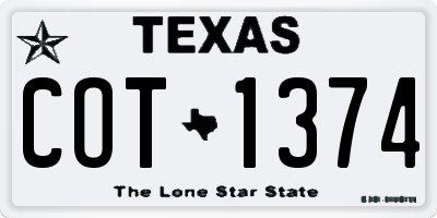 TX license plate COT1374