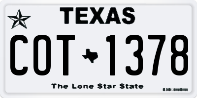 TX license plate COT1378