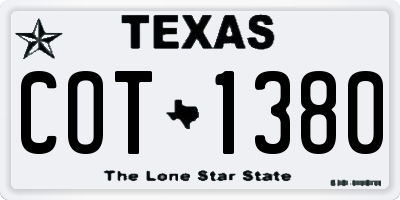 TX license plate COT1380