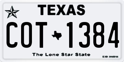 TX license plate COT1384