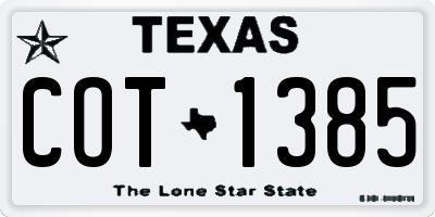 TX license plate COT1385