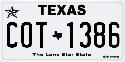 TX license plate COT1386