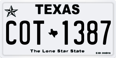 TX license plate COT1387