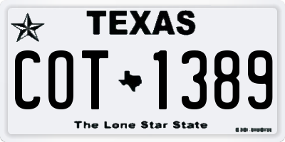 TX license plate COT1389