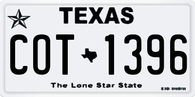 TX license plate COT1396