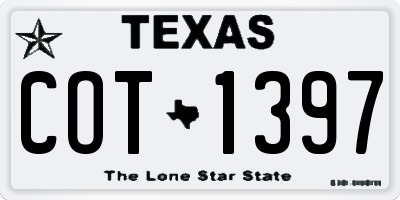 TX license plate COT1397