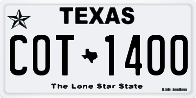 TX license plate COT1400