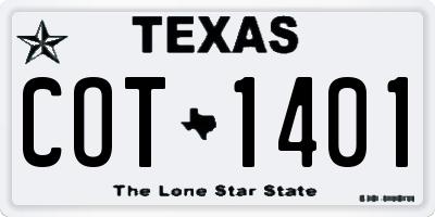 TX license plate COT1401