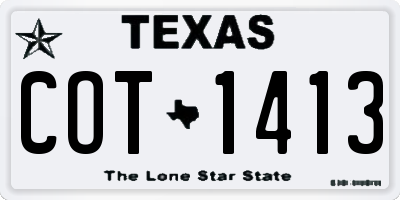 TX license plate COT1413
