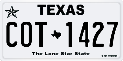 TX license plate COT1427