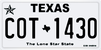 TX license plate COT1430