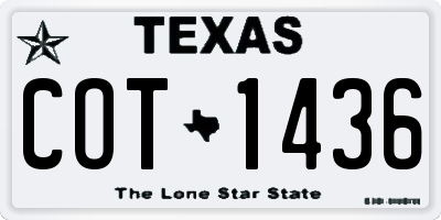 TX license plate COT1436