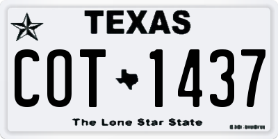 TX license plate COT1437