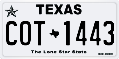 TX license plate COT1443