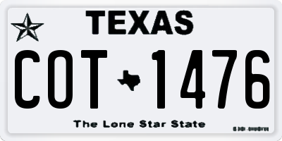 TX license plate COT1476