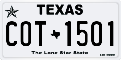 TX license plate COT1501