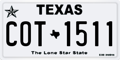 TX license plate COT1511