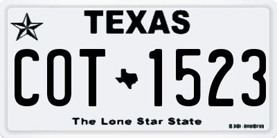 TX license plate COT1523