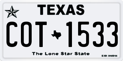 TX license plate COT1533