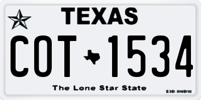 TX license plate COT1534