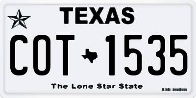 TX license plate COT1535