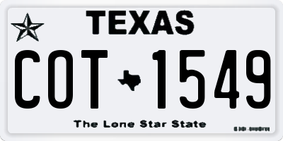 TX license plate COT1549