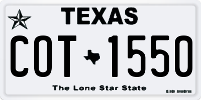 TX license plate COT1550