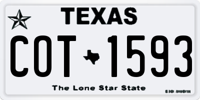 TX license plate COT1593