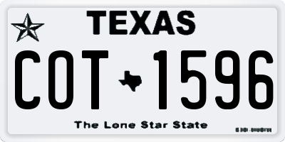 TX license plate COT1596