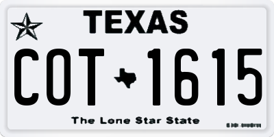 TX license plate COT1615