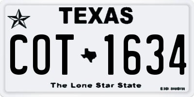 TX license plate COT1634