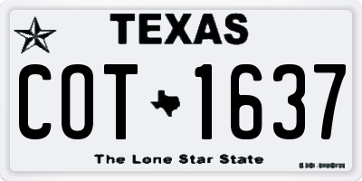 TX license plate COT1637