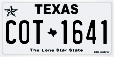 TX license plate COT1641