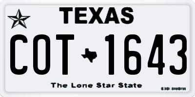 TX license plate COT1643