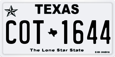 TX license plate COT1644
