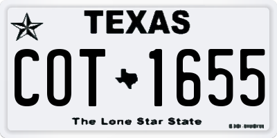 TX license plate COT1655