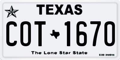 TX license plate COT1670