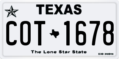 TX license plate COT1678