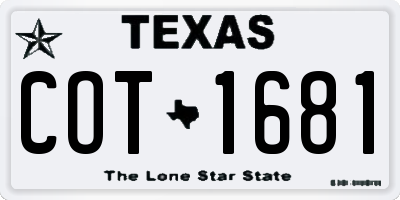 TX license plate COT1681